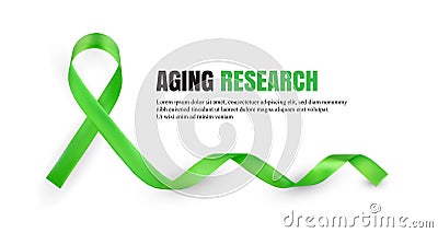 Green Aging Research Awareness Symbolic Ribbon Vector Illustration