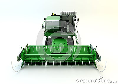 Green agricultural combine-harvester Stock Photo