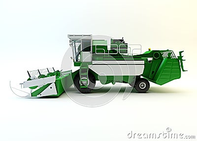 Green agricultural combine-harvester Stock Photo