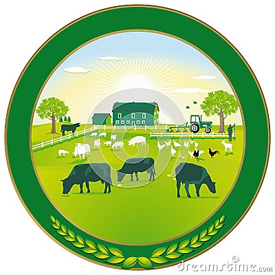 Green Agriculture badge Vector Illustration