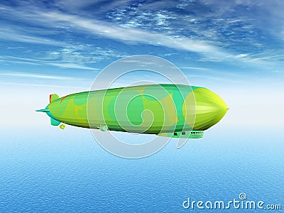 Green Airship Cartoon Illustration
