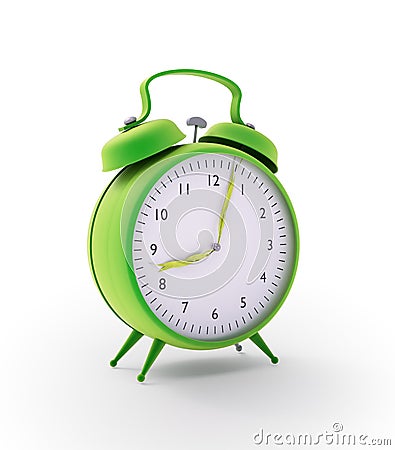 Green alarm clock Stock Photo