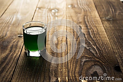 Green alcohol shot drink Stock Photo