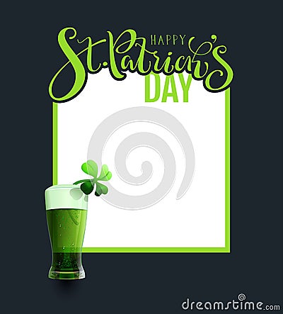 Green ale beer traditional irish saint patricks day drink cocktail Vector Illustration