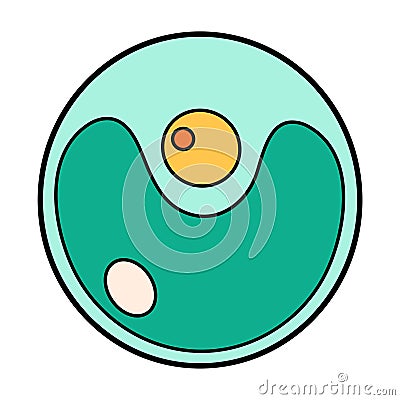 Green Algae Chlorella proteus science icon with nucleus, vacuole, contractile. Biology education laboratory cartoon Vector Illustration