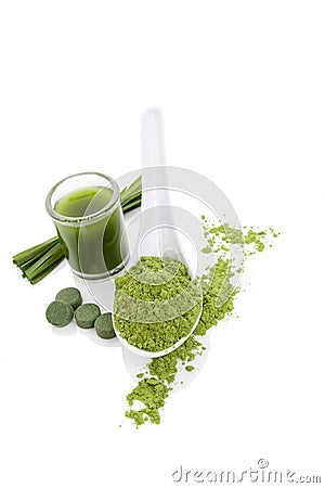 Green algae superfood. Stock Photo