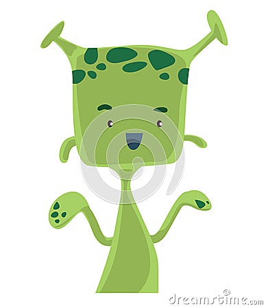 Green alien with antennas illustration cartoon character Cartoon Illustration