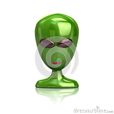 Green alien icon 3d illustration Cartoon Illustration