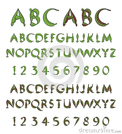 Green alphabet from leaves Vector Illustration