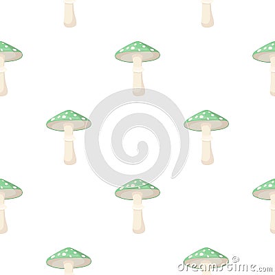 Green amanita icon in cartoon style isolated on white background. Mushroom pattern stock vector illustration. Vector Illustration