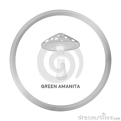 Green amanita icon in monochrome style isolated on white background. Mushroom symbol stock vector illustration. Vector Illustration