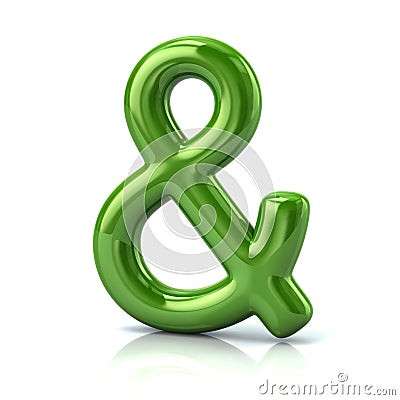 Green ampersand symbol 3d illustration Cartoon Illustration