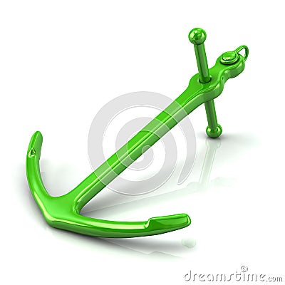 Green anchor 3d illustration Cartoon Illustration