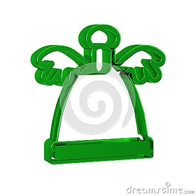 Green Angel icon isolated on transparent background. Merry Christmas and Happy New Year. Stock Photo