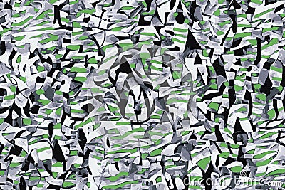 Green angular texture of impressionistic green stripes and black shapes Stock Photo