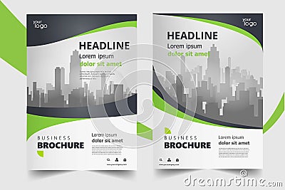 Green annual report brochure flyer design template set Vector Illustration