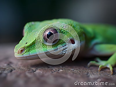 green anole lizard relaxing in the forest Stock Photo