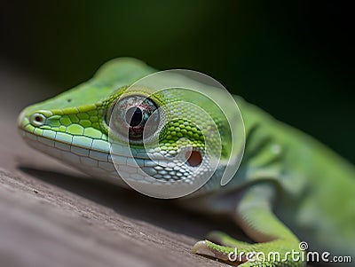 green anole lizard relaxing in the nature Stock Photo