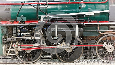 Green antique stream train Stock Photo