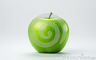 Green Apple Against Transparent Backdrop -Generative Ai Stock Photo