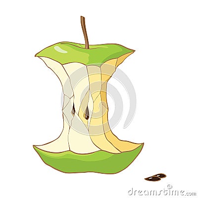 Green apple core Vector Illustration