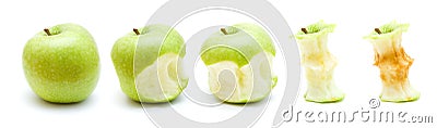 Green apple eating progression Stock Photo