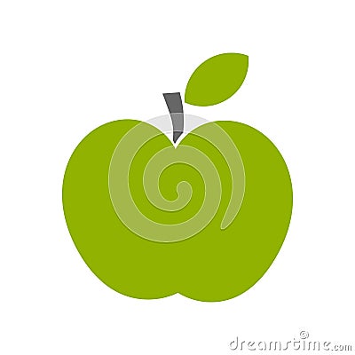 Green apple flat icon Vector Illustration