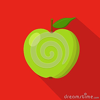 Green apple flat icon Vector Illustration