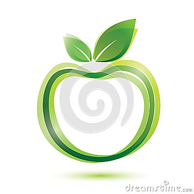 Green apple logo-like icon Vector Illustration