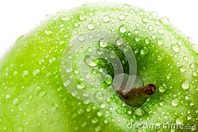 Green apple macro in selective focus Stock Photo