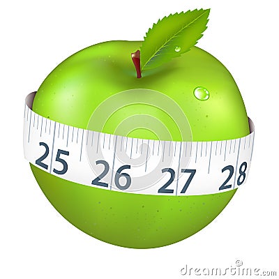 Green Apple With Measurement Vector Illustration