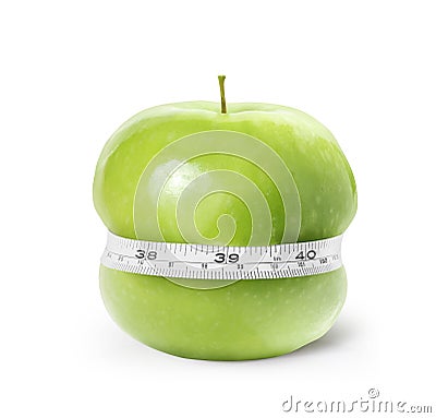 Green apple with measurement Stock Photo