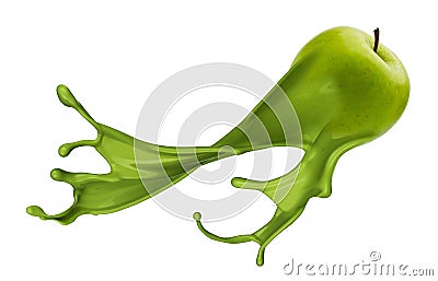 Green apple with paint splash Stock Photo