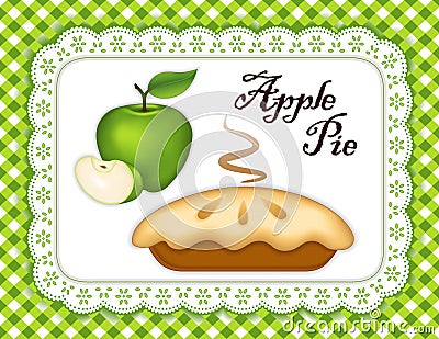 Green Apple Pie, Lace Doily Place Mat, Green Check Vector Illustration