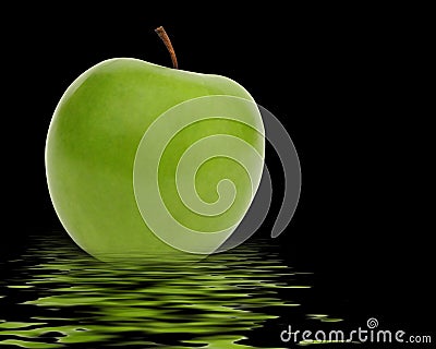 Green apple reflection Stock Photo