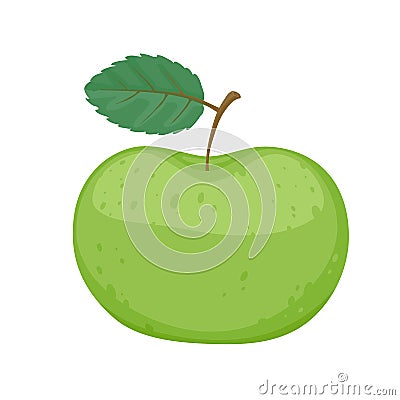 Green apple simple cartoon style vector Vector Illustration