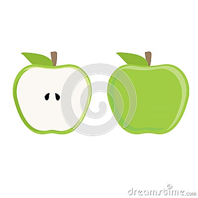 Green apple whole and half Stock Photo