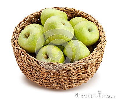 green apples basket Stock Photo