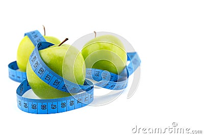 green apples measured the meter, sports apples Stock Photo