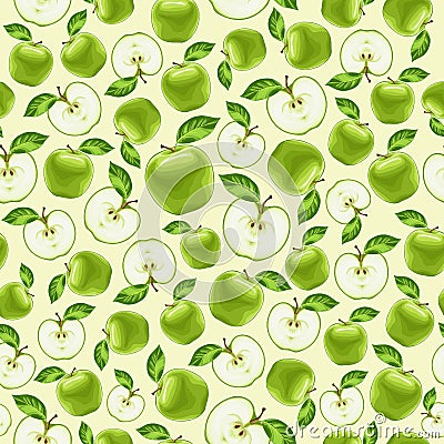 Green apples seamless pattern Vector Illustration