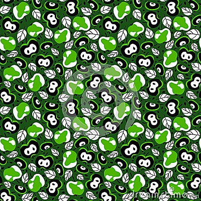 Green apples fruits vector complex seamless pattern Vector Illustration