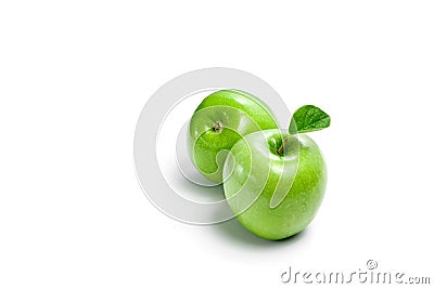 Green apples on a white background, composition, isolate Stock Photo