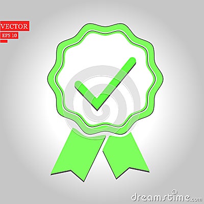 Green approval certificate illustration on white background Cartoon Illustration