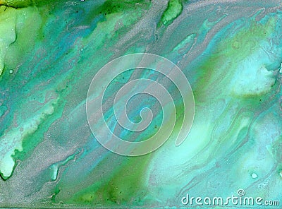Green, aqua and silver fluid abstract background Stock Photo