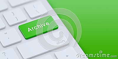 Green Archive Button concept image Cartoon Illustration