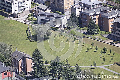 Green area park in the middle of a city Stock Photo