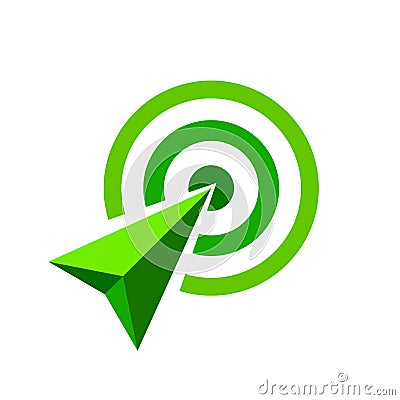 Green arrow of goal symbol, the arrow green concept is symbolizes goal and success, green arrow logo Vector Illustration