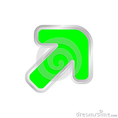 Green arrow pointing right up, clip art green arrow icon pointing for right up, 3d arrow symbol indicates green direction pointing Vector Illustration