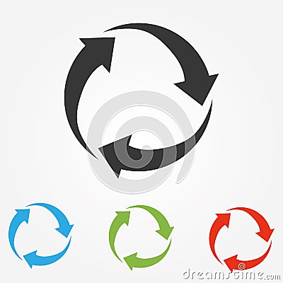 Green arrows recycle eco symbol vector illustration isolated on white background. Recycled sign. Cycle recycled icon. Recycled Cartoon Illustration