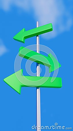 Green arrows on signpost Stock Photo